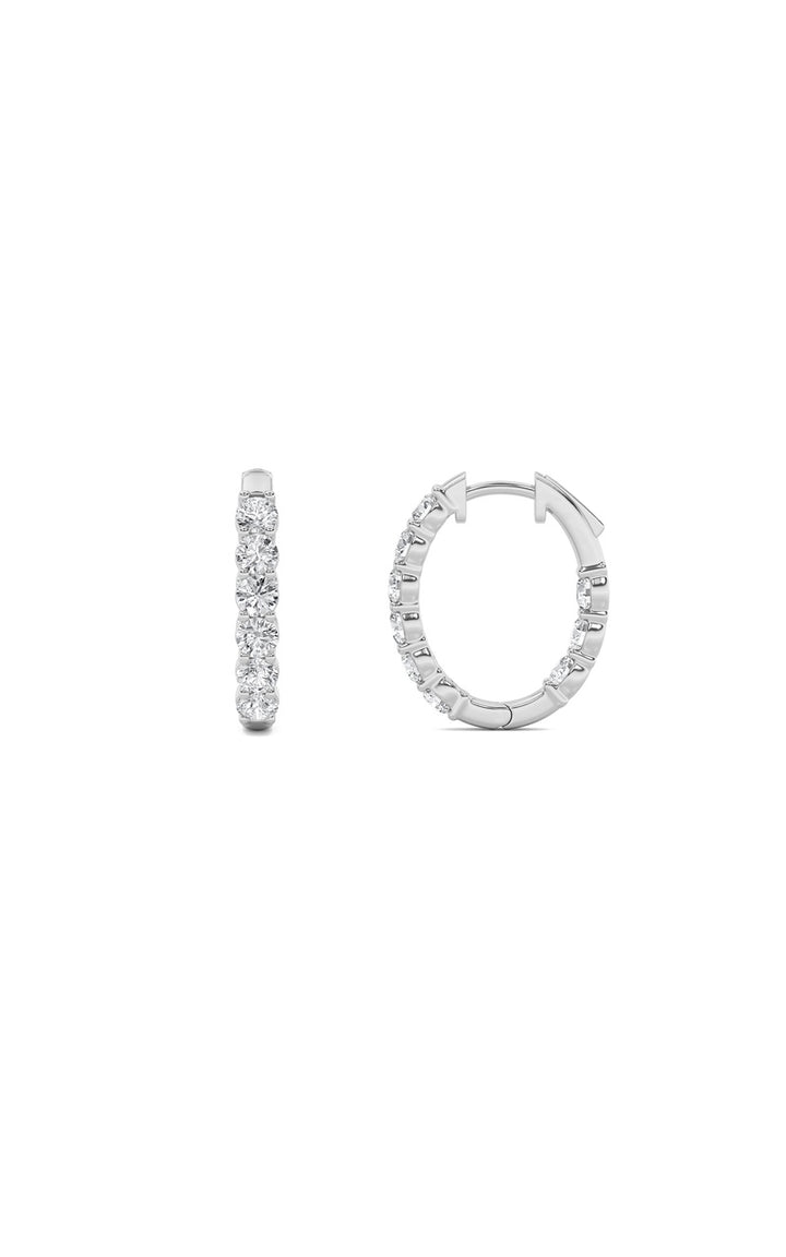 1.5Cttw Round Shaped Lab Grown Diamond (F/VS) Inside Out Hoop Earrings in 14K Gold