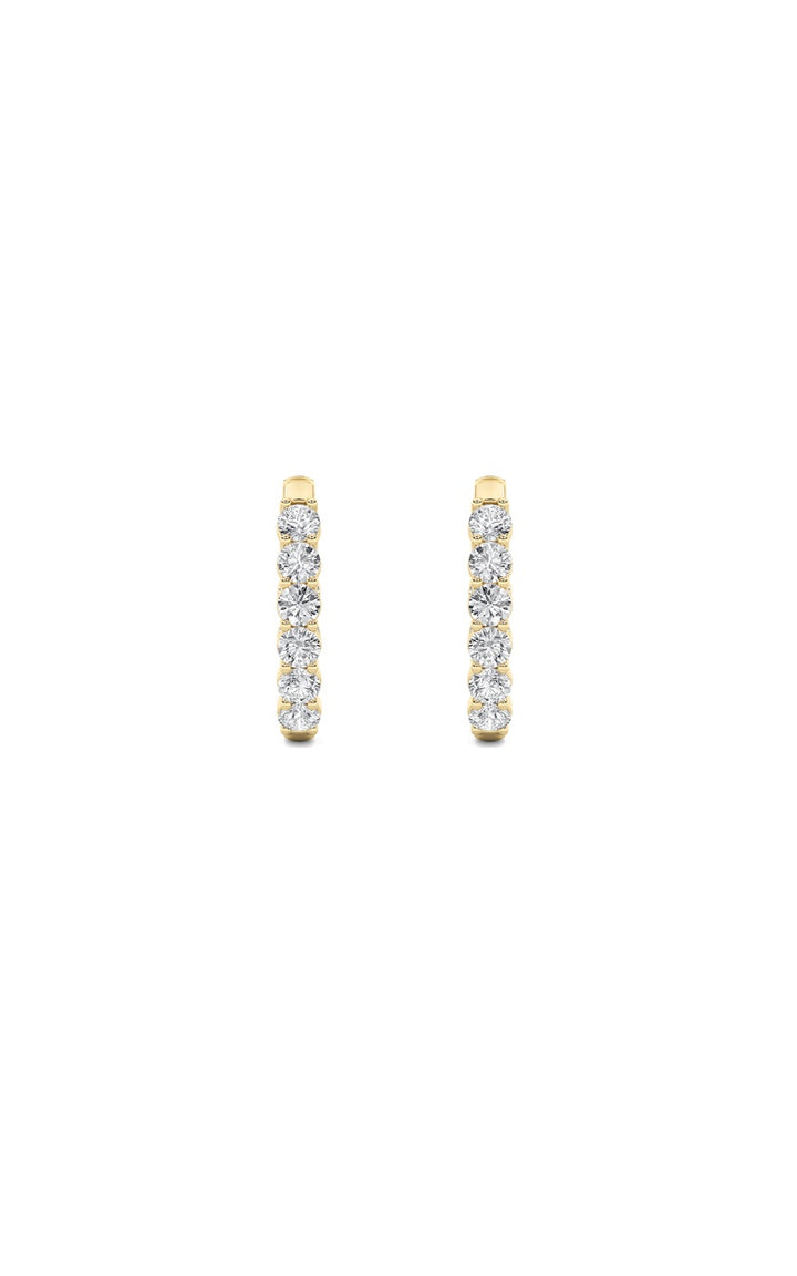 3Cttw Round Shaped Lab Grown Diamond (F/VS) Inside Out Hoop Earrings in 14K Gold
