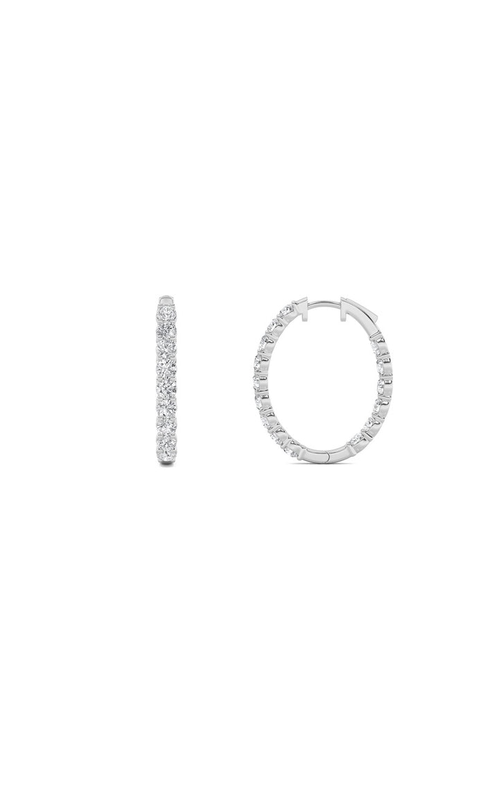 5Cttw Round Shaped Lab Grown Diamond (F/VS) Inside Out Hoop Earrings in 14K Gold
