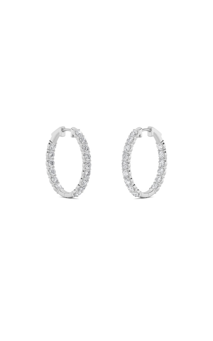 5Cttw Round Shaped Lab Grown Diamond (F/VS) Inside Out Hoop Earrings in 14K Gold