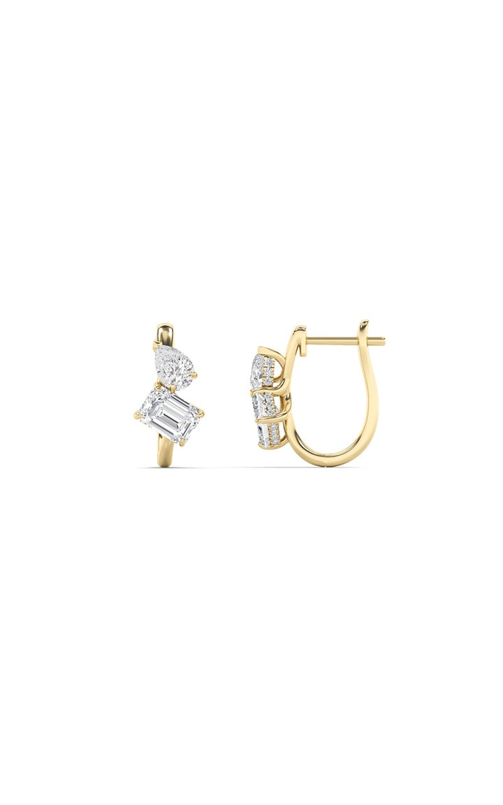 3Cttw Mixed Shaped Lab Grown Diamond (F/VS) Toi et Moi Fashion Earrings in 14K Gold