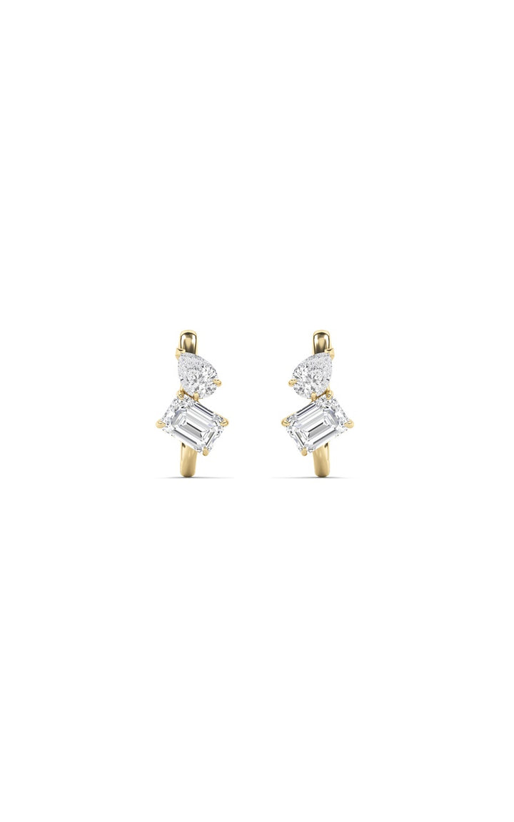 3Cttw Mixed Shaped Lab Grown Diamond (F/VS) Toi et Moi Fashion Earrings in 14K Gold