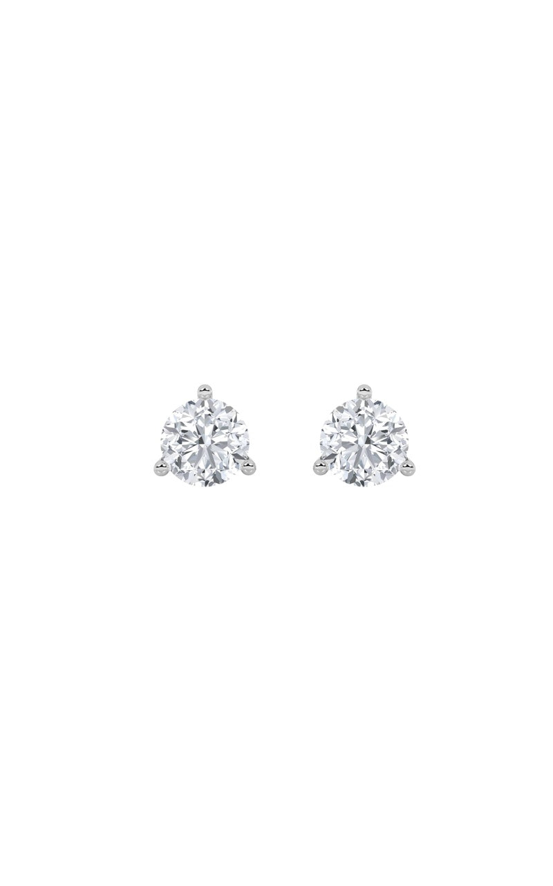3Cttw Round Shaped Lab Grown Diamond (F/VS) ThreeProng Stud Earrings in 14K Gold