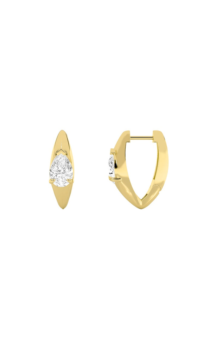 2Cttw Pear Shaped Lab Grown Diamond (F/VS) Solitaire Huggie Earrings in 14K Gold