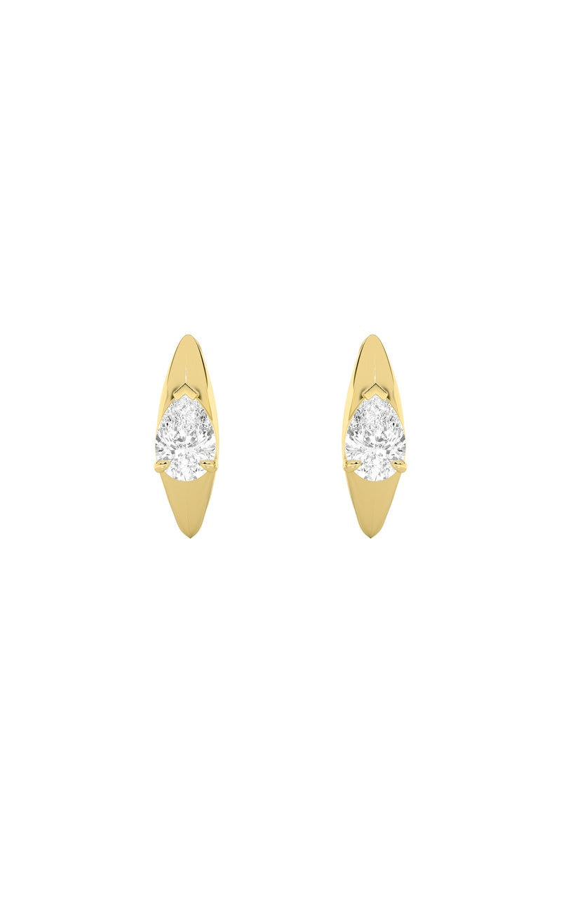 2Cttw Pear Shaped Lab Grown Diamond (F/VS) Solitaire Huggie Earrings in 14K Gold