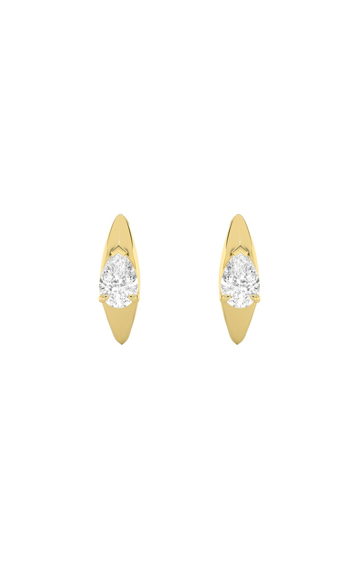 2Cttw Pear Shaped Lab Grown Diamond (F/VS) Solitaire Huggie Earrings in 14K Gold
