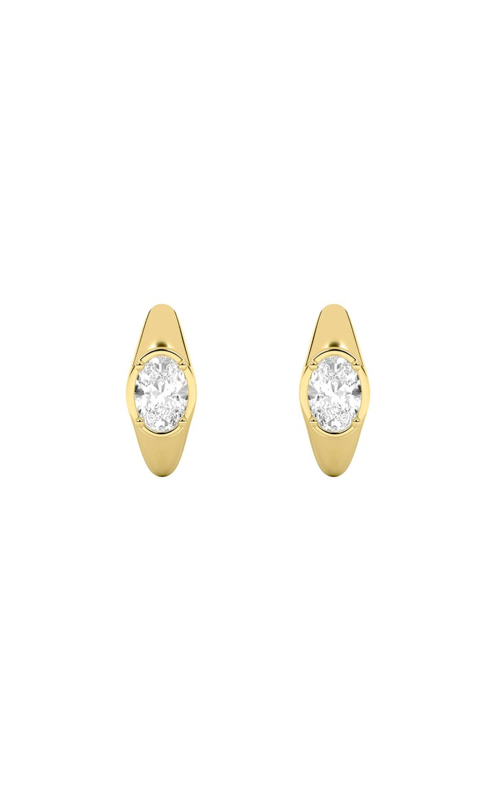 2Cttw Oval Shaped Lab Grown Diamond (F/VS) Solitaire Huggie Earrings in 14K Gold