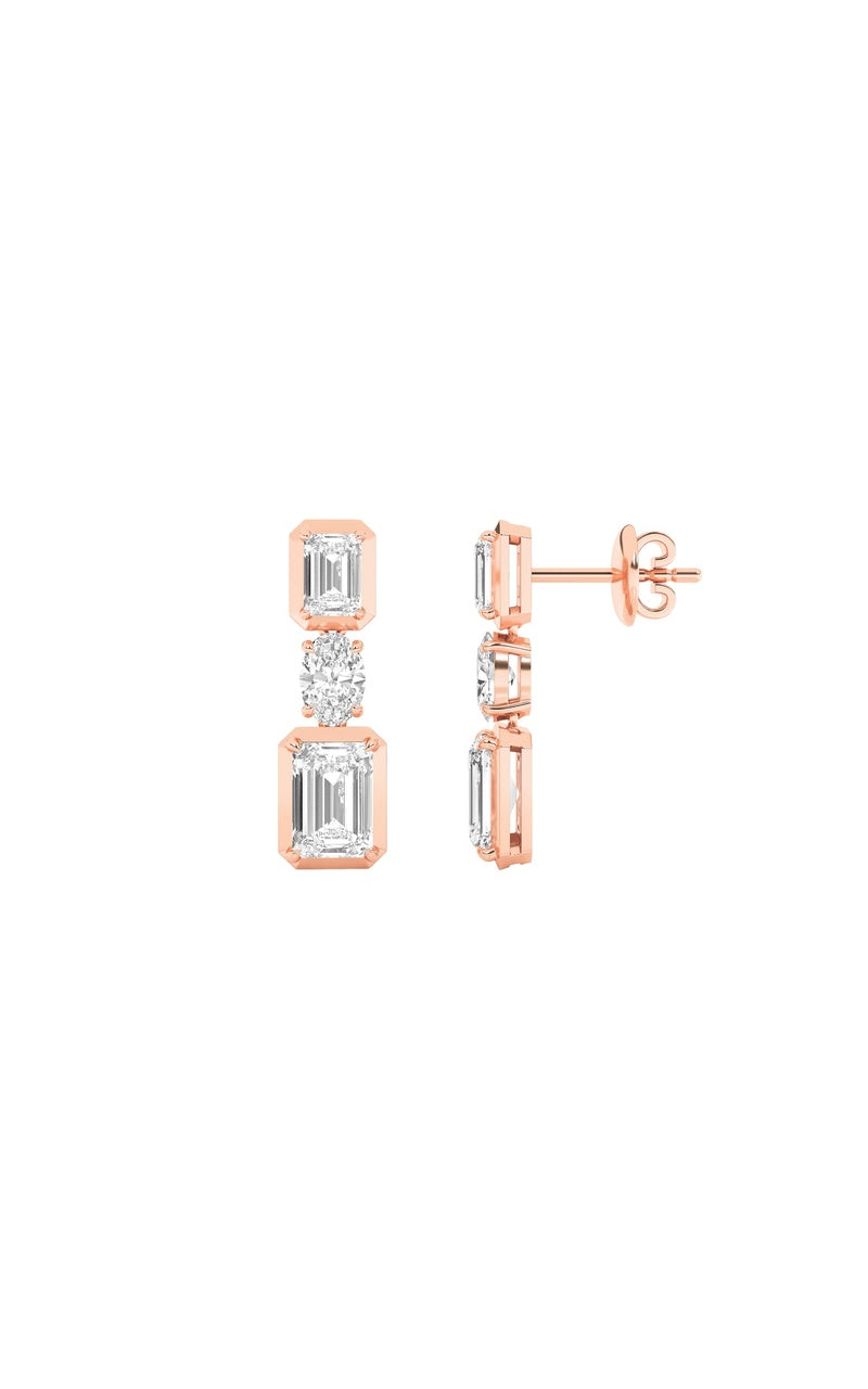3Cttw Radiant Shaped Lab Grown Diamond (F/VS) Dangle Earrings in 14K Gold