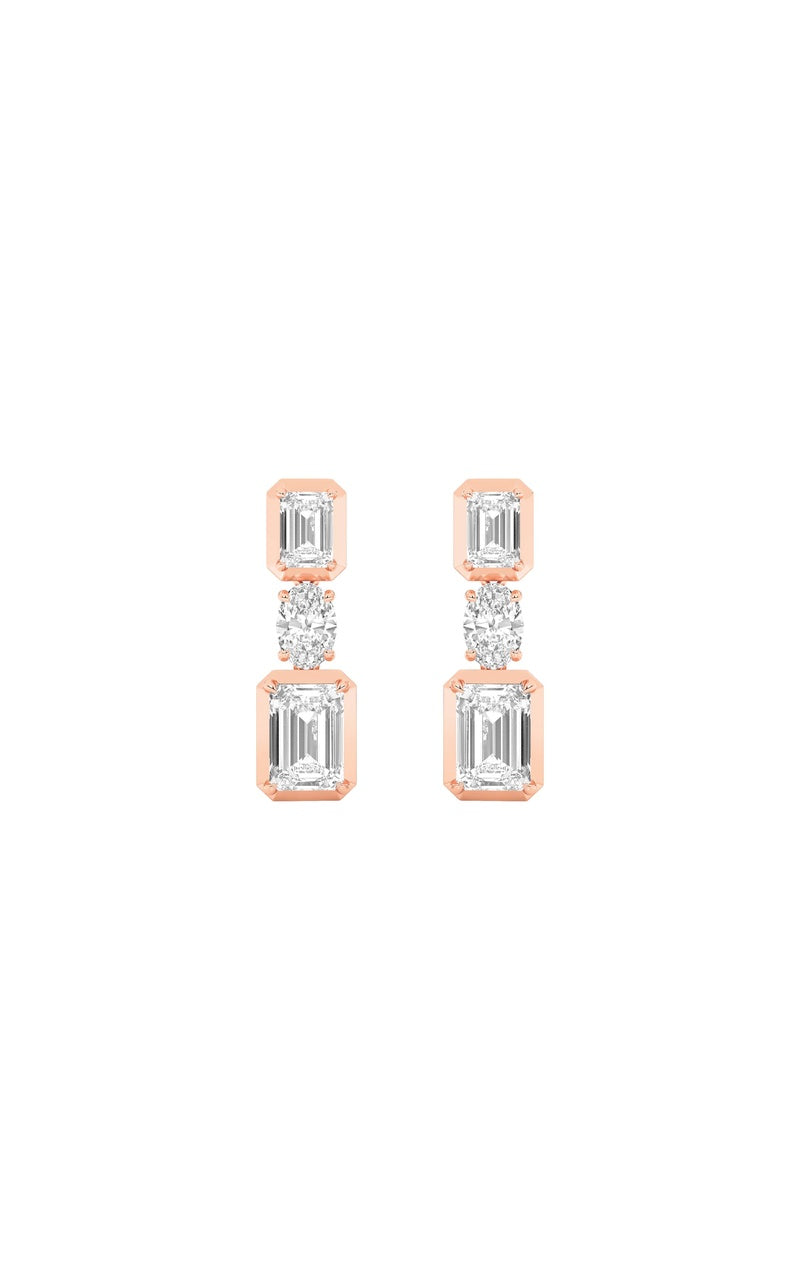3Cttw Radiant Shaped Lab Grown Diamond (F/VS) Dangle Earrings in 14K Gold