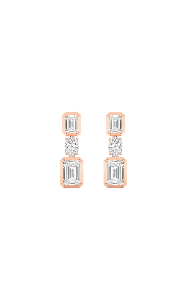 3Cttw Radiant Shaped Lab Grown Diamond (F/VS) Dangle Earrings in 14K Gold