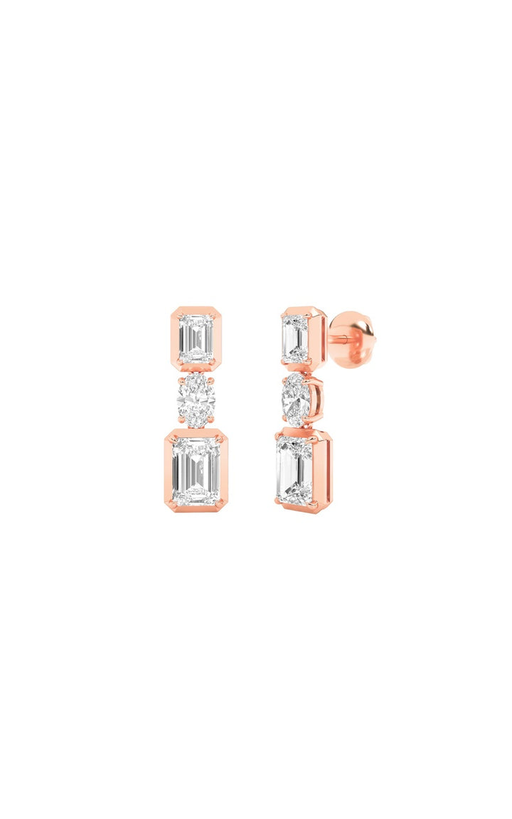 3Cttw Radiant Shaped Lab Grown Diamond (F/VS) Dangle Earrings in 14K Gold
