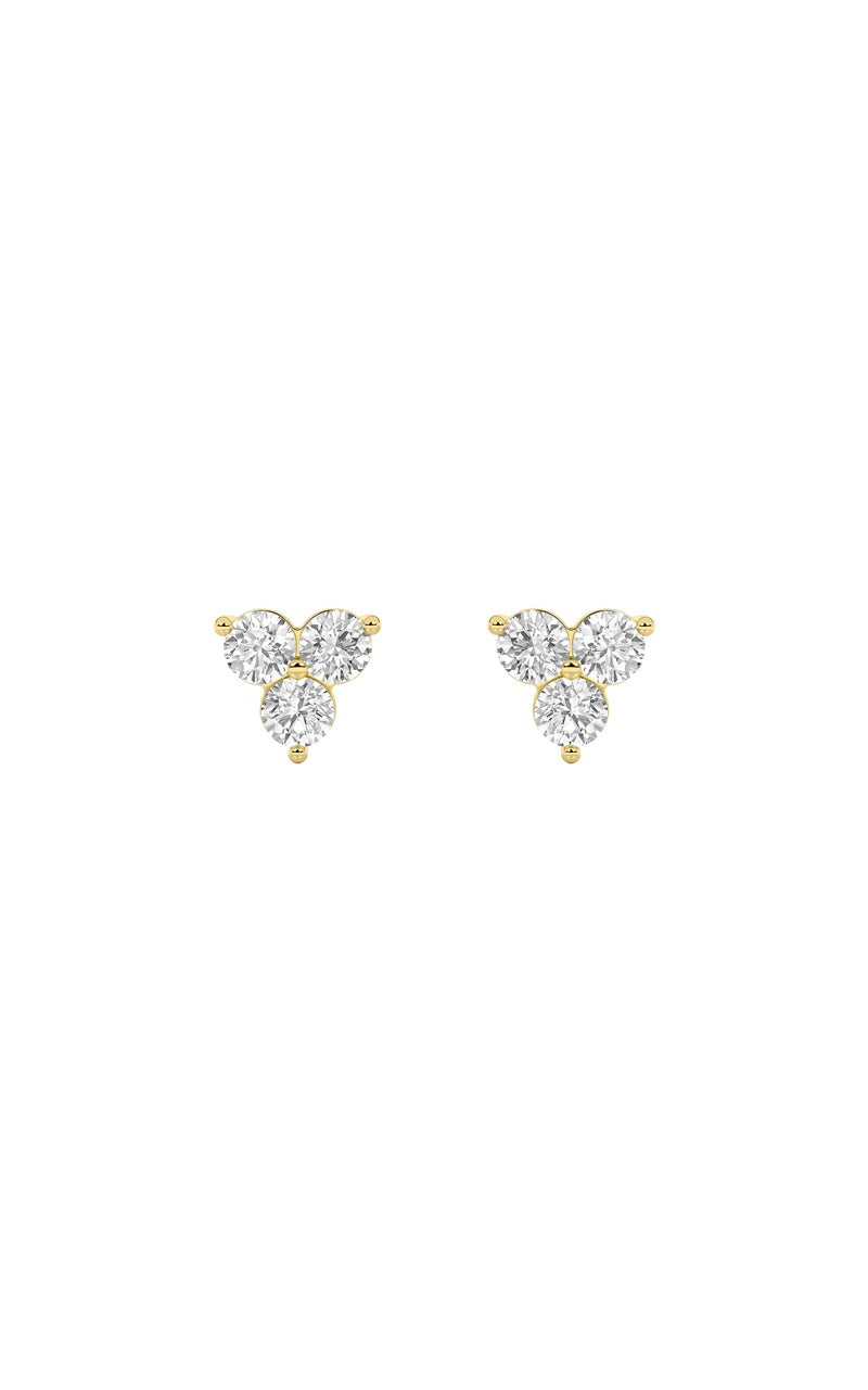 1.5Cttw Round Shaped Lab Grown Diamond (F/VS) Three Stone Earrings in 14K Gold