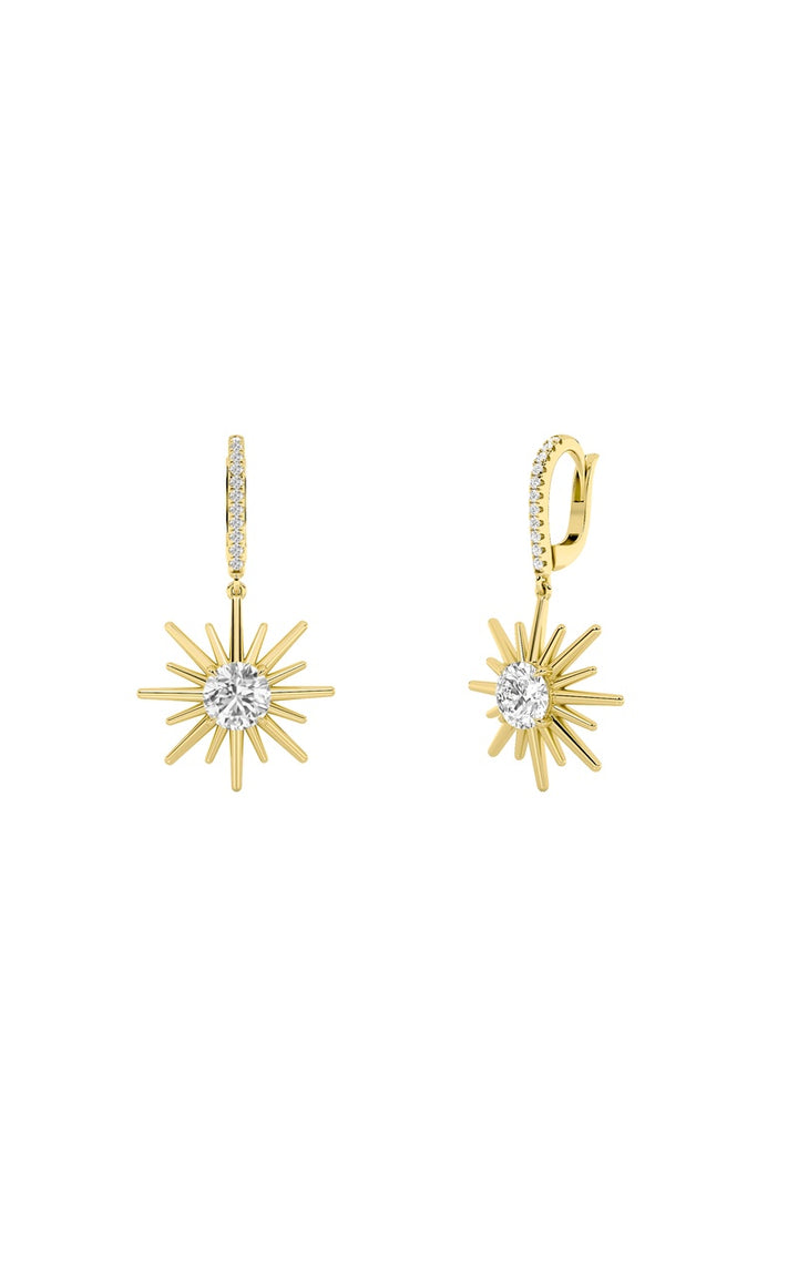 2Cttw Round Shaped Lab Grown Diamond (F/VS) Dangle Earrings in 14K Gold