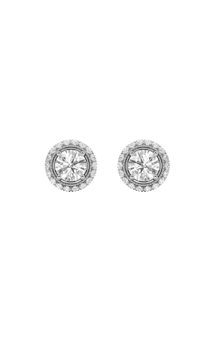 2Cttw Round Shaped Lab Grown Diamond (F/VS) Stud Earrings in 14K Gold