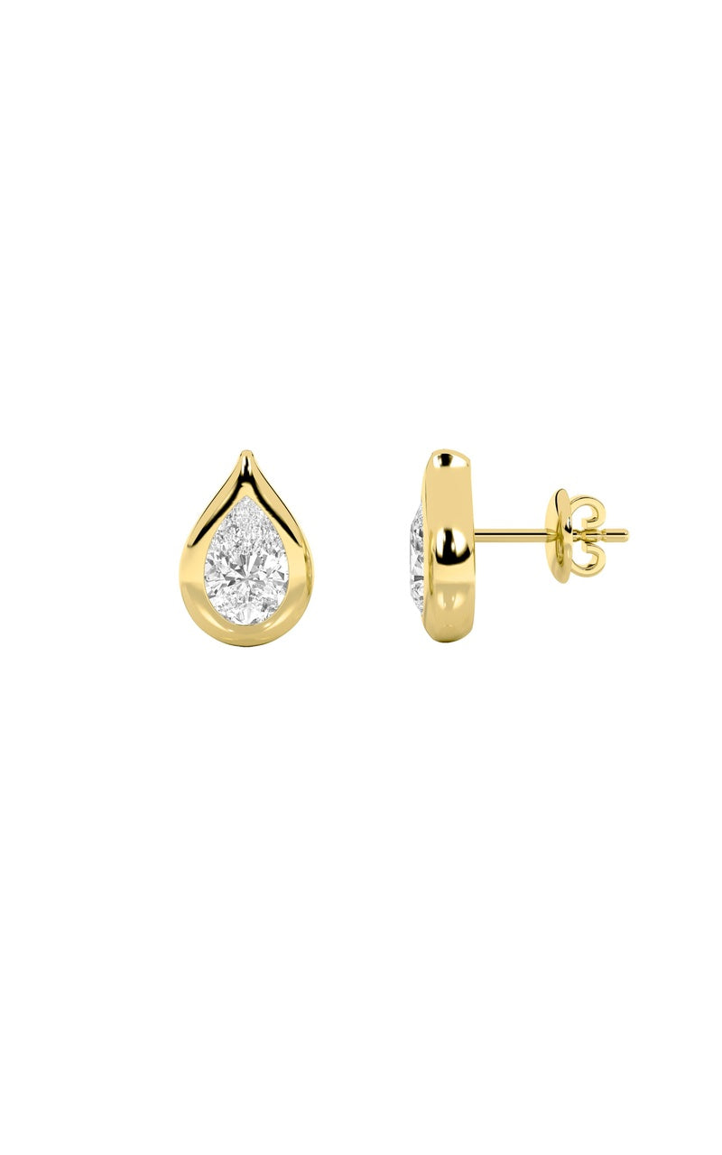 2Cttw Pear Shaped Lab Grown Diamond (F/VS) Stud Earrings in 14K Gold