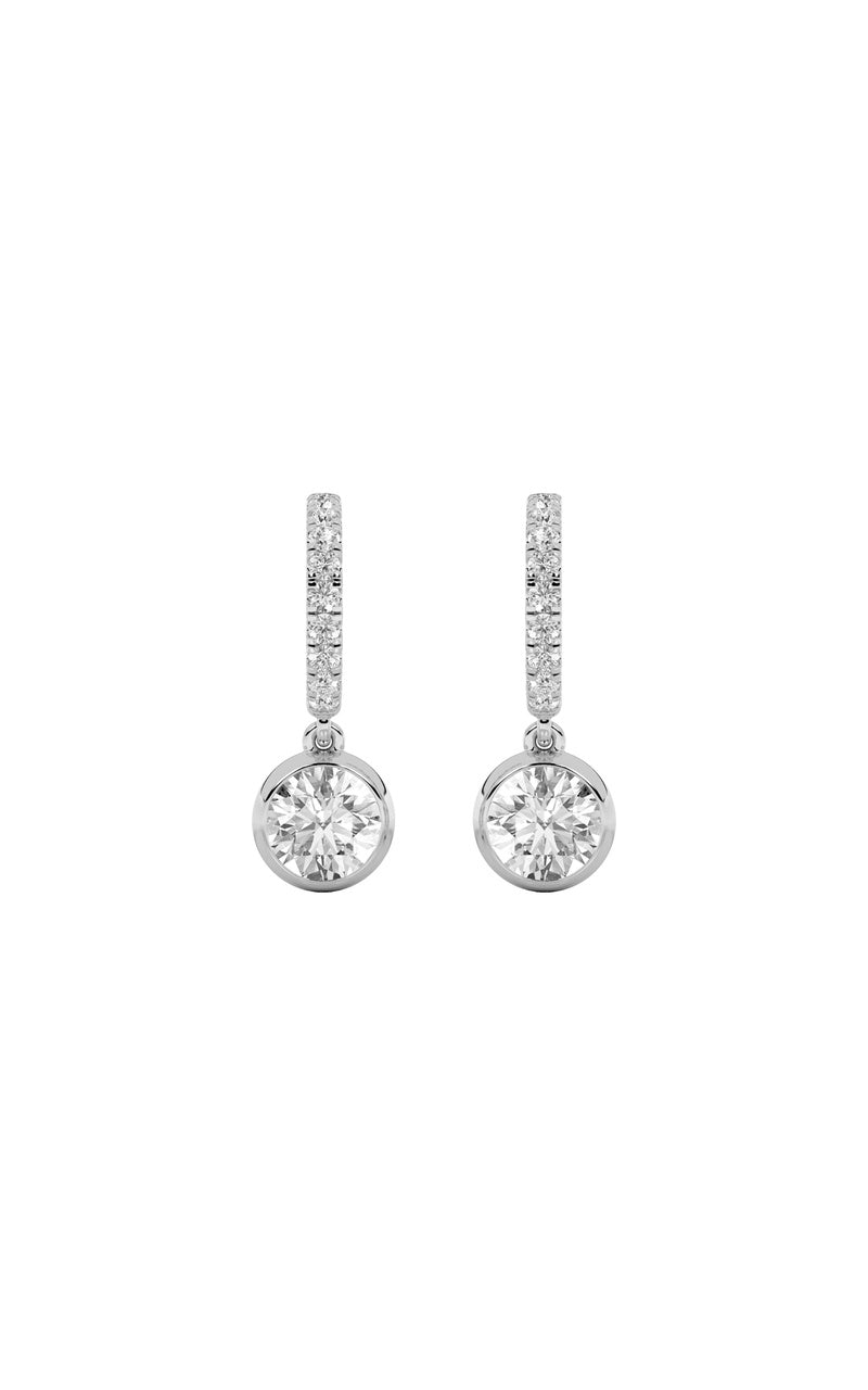2Cttw Round Shaped Lab Grown Diamond (F/VS) Dangle Earrings in 14K Gold