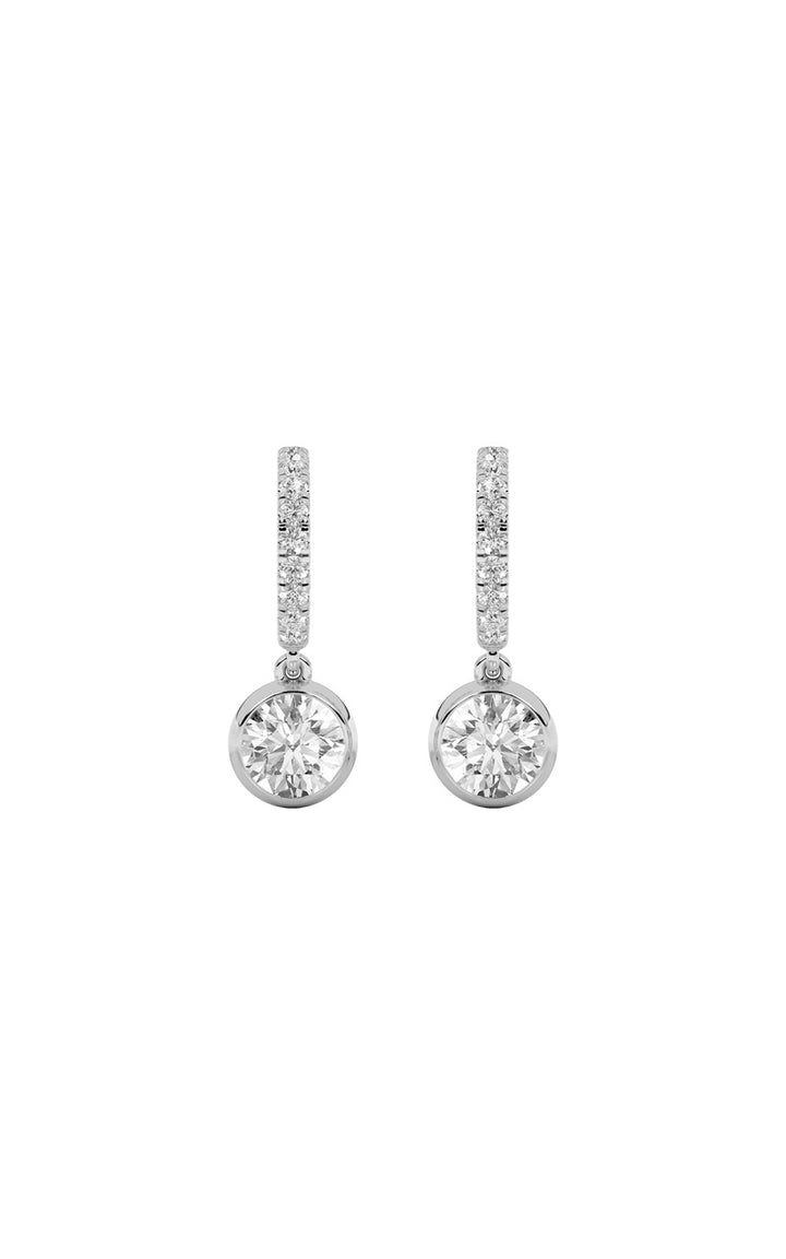 2Cttw Round Shaped Lab Grown Diamond (F/VS) Dangle Earrings in 14K Gold