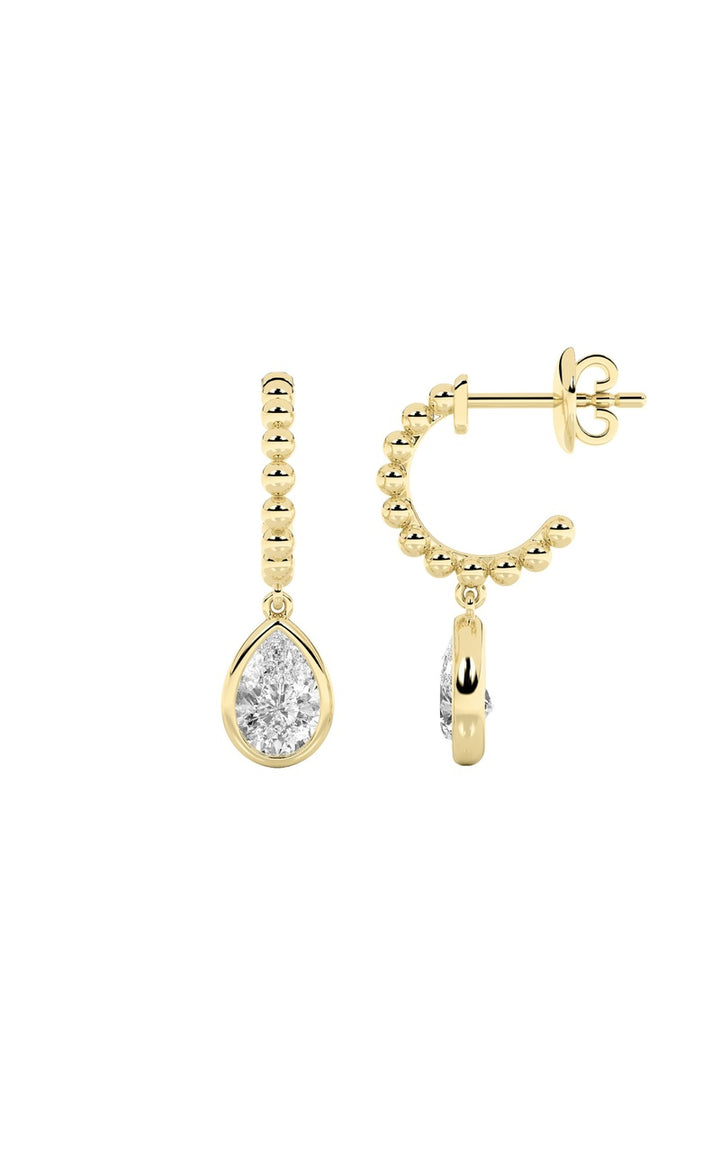 1Cttw Pear Shaped Lab Grown Diamond (F/VS) Dangle Earrings in 14K Gold