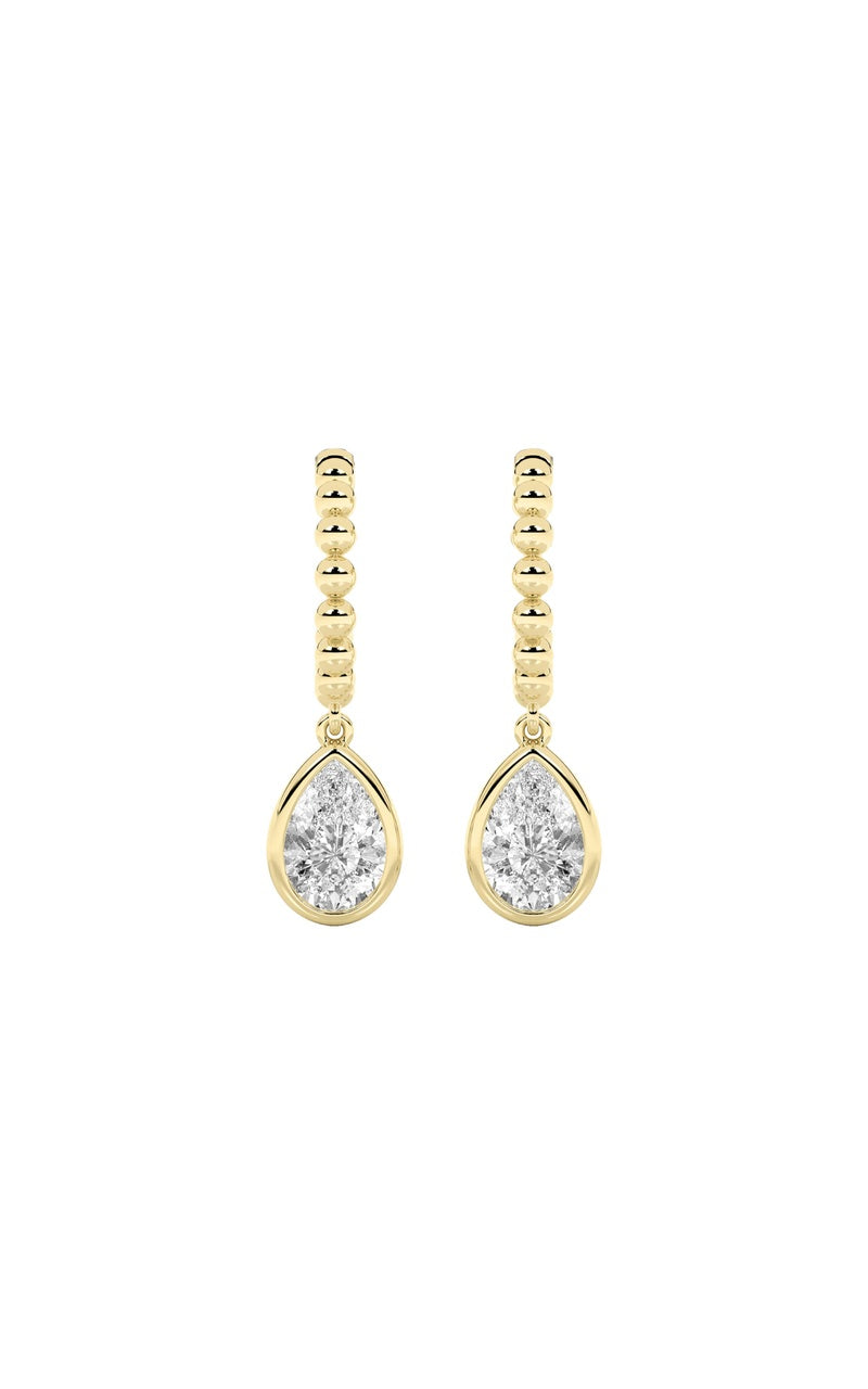 1Cttw Pear Shaped Lab Grown Diamond (F/VS) Dangle Earrings in 14K Gold