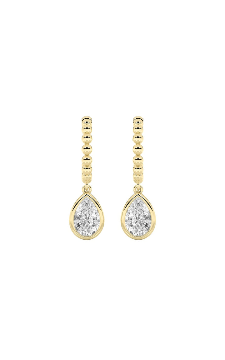 1Cttw Pear Shaped Lab Grown Diamond (F/VS) Dangle Earrings in 14K Gold