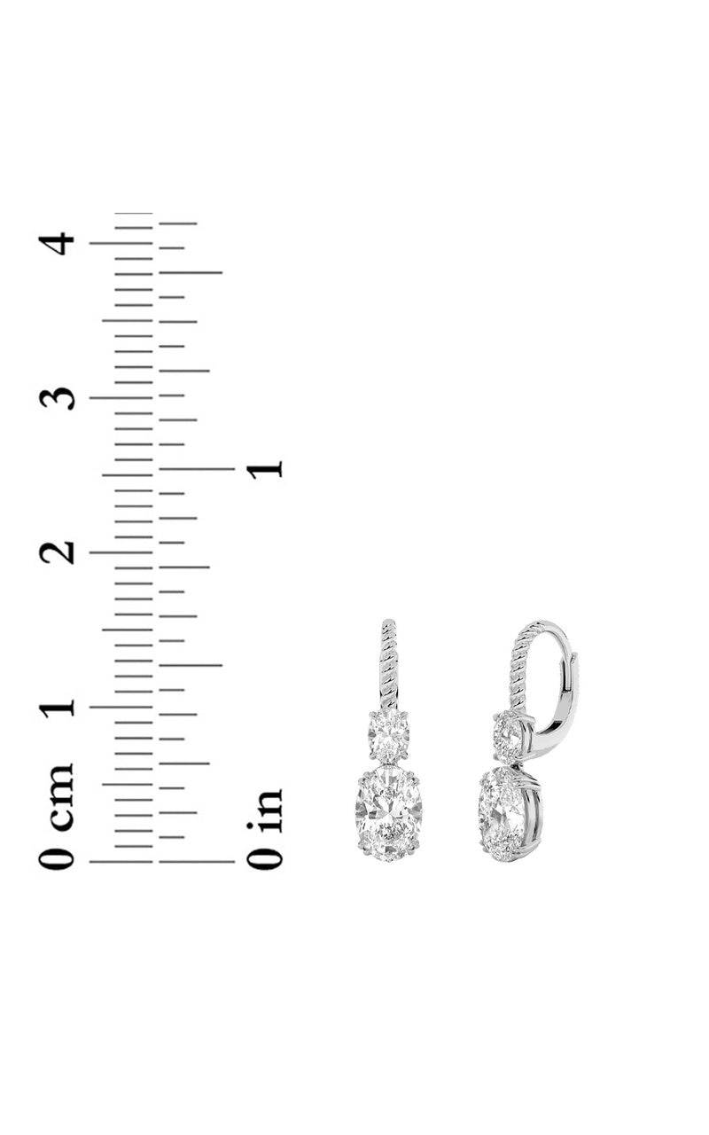 4Cttw Oval Shaped Lab Grown Diamond (F/VS) DangleEarrings in 14K Gold