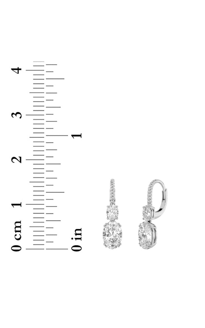 4Cttw Oval Shaped Lab Grown Diamond (F/VS) DangleEarrings in 14K Gold