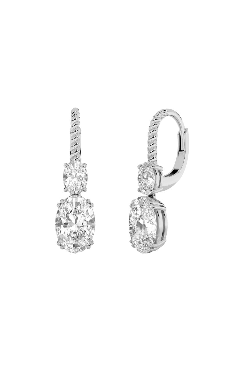 4Cttw Oval Shaped Lab Grown Diamond (F/VS) DangleEarrings in 14K Gold
