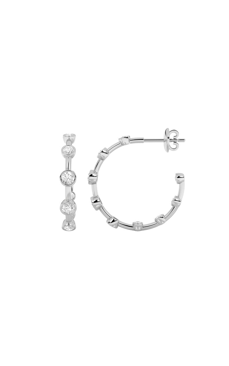 2Cttw Round Shaped Lab Grown Diamond (F/VS) Bezelset Bubble Earrings in 14K Gold