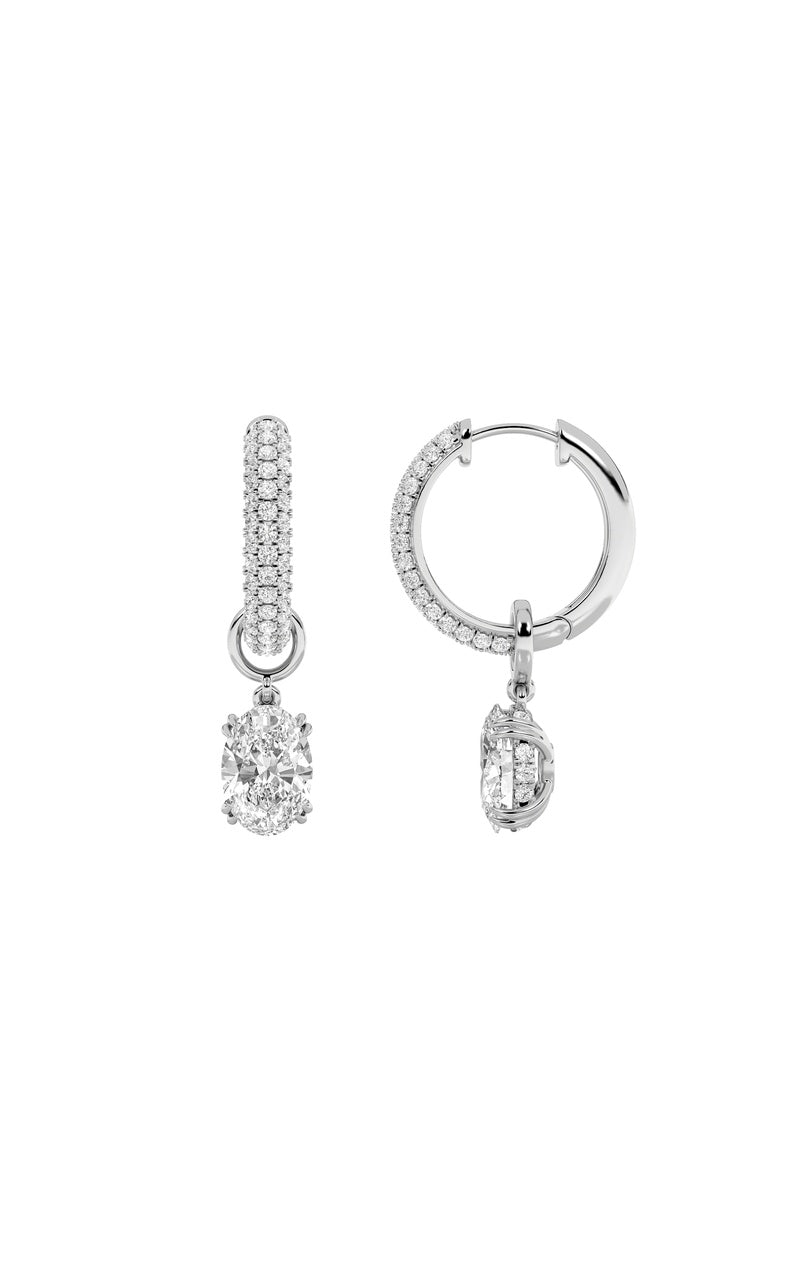 4Cttw Oval Shaped Lab Grown Diamond (F/VS) Dangle Earrings in 14K Gold