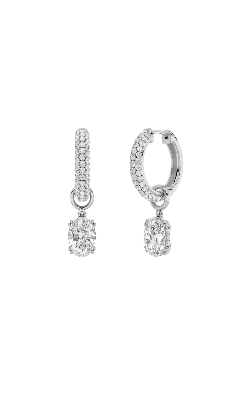 4Cttw Oval Shaped Lab Grown Diamond (F/VS) Dangle Earrings in 14K Gold