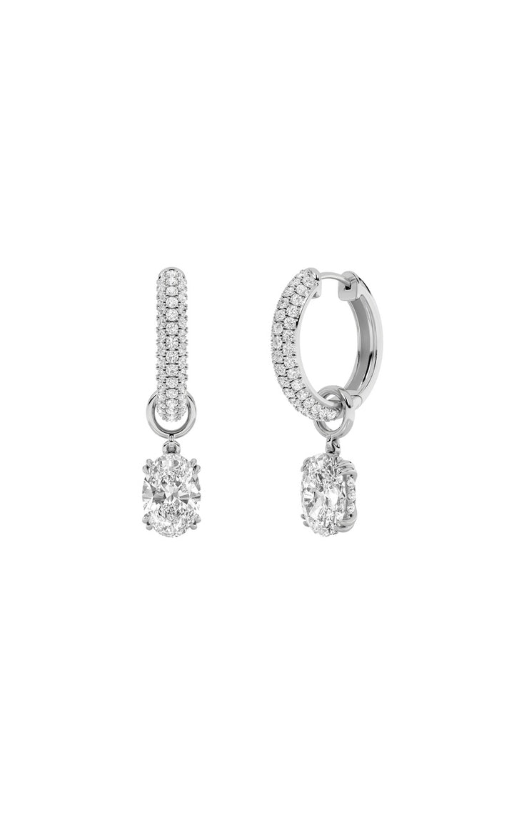 4Cttw Oval Shaped Lab Grown Diamond (F/VS) Dangle Earrings in 14K Gold