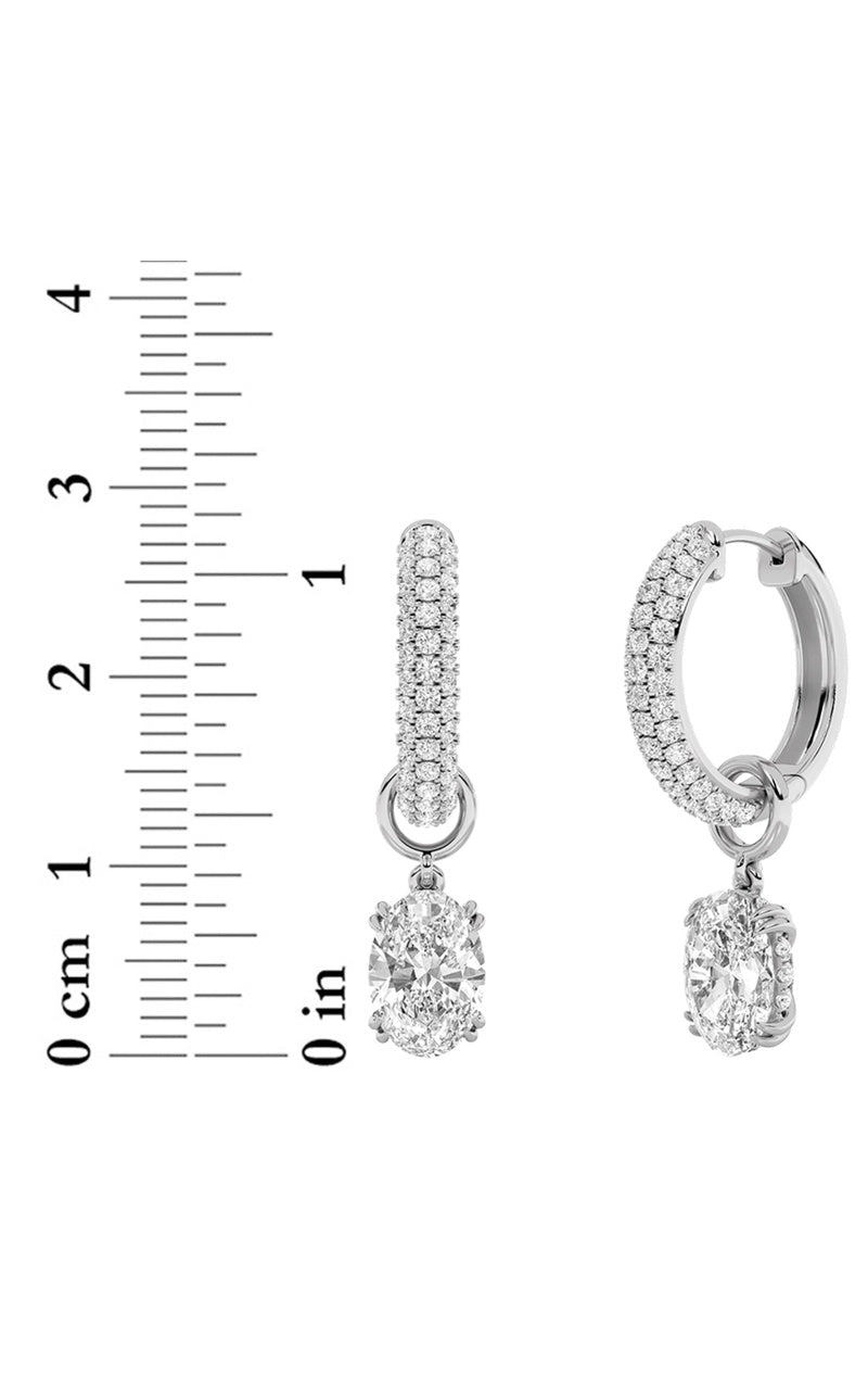 4Cttw Oval Shaped Lab Grown Diamond (F/VS) Dangle Earrings in 14K Gold
