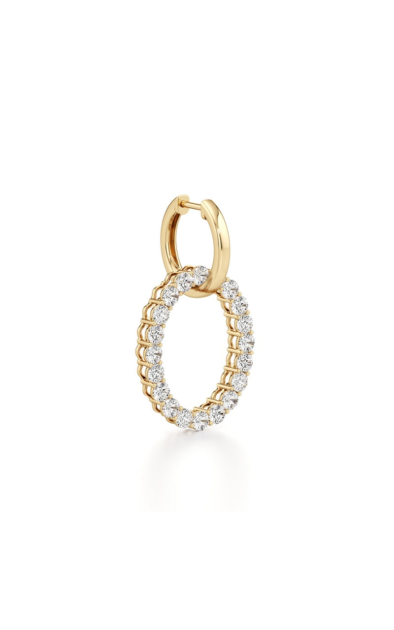 4Cttw Round Shaped Lab Grown Diamond (F/VS) Dangle Pendant and Hoop Earrings in 14K Gold