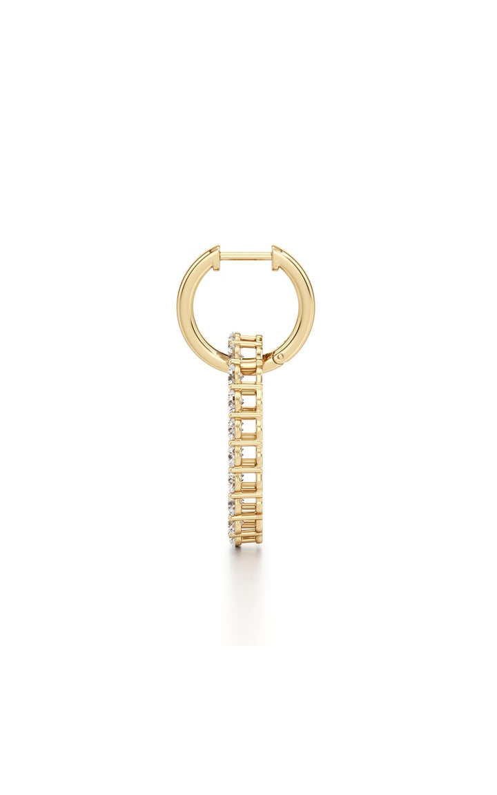 4Cttw Round Shaped Lab Grown Diamond (F/VS) Dangle Pendant and Hoop Earrings in 14K Gold