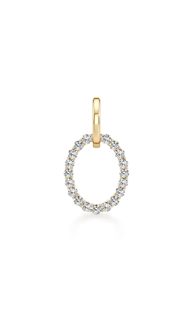 4Cttw Round Shaped Lab Grown Diamond (F/VS) Dangle Pendant and Hoop Earrings in 14K Gold