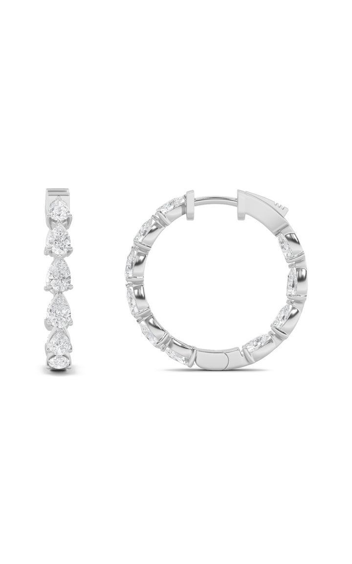 4Cttw Pear Shaped Lab Grown Diamond (F/VS) Inside Out Hoop Earrings in 14K Gold