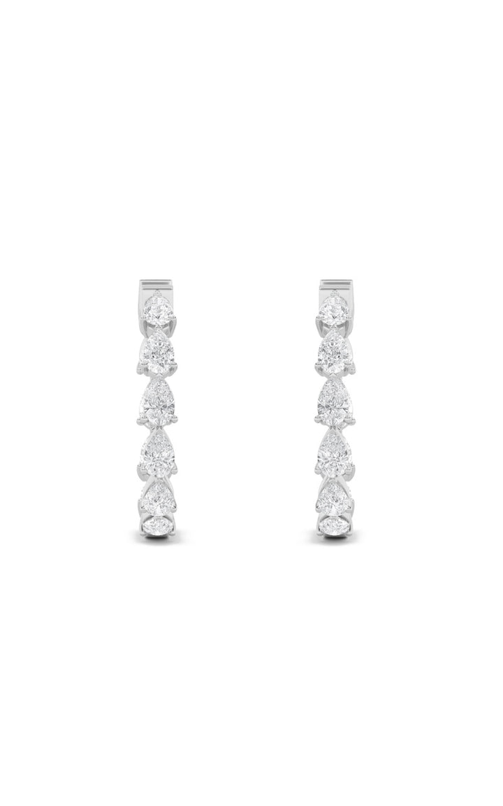 4Cttw Pear Shaped Lab Grown Diamond (F/VS) Inside Out Hoop Earrings in 14K Gold