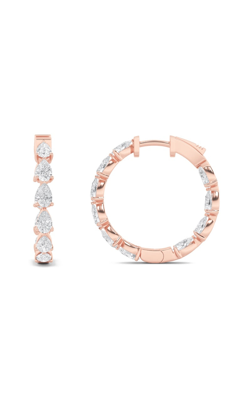 4Cttw Pear Shaped Lab Grown Diamond (F/VS) Inside Out Hoop Earrings in 14K Gold