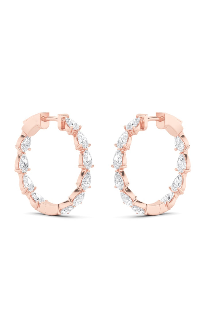 4Cttw Pear Shaped Lab Grown Diamond (F/VS) Inside Out Hoop Earrings in 14K Gold