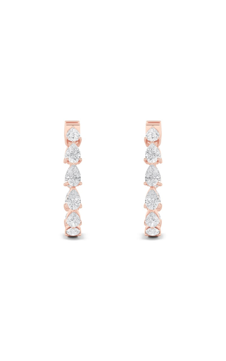 4Cttw Pear Shaped Lab Grown Diamond (F/VS) Inside Out Hoop Earrings in 14K Gold
