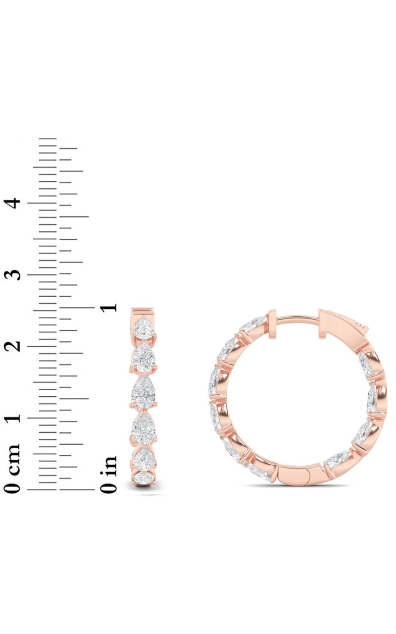 4Cttw Pear Shaped Lab Grown Diamond (F/VS) InsideOut Hoop Earrings in 14K Gold