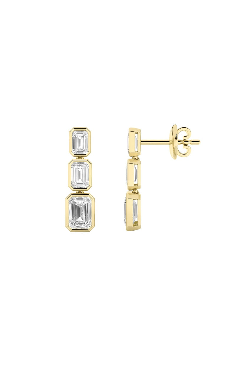 5Cttw Emerald Shaped Lab Grown Diamond Earrings in 14K Gold