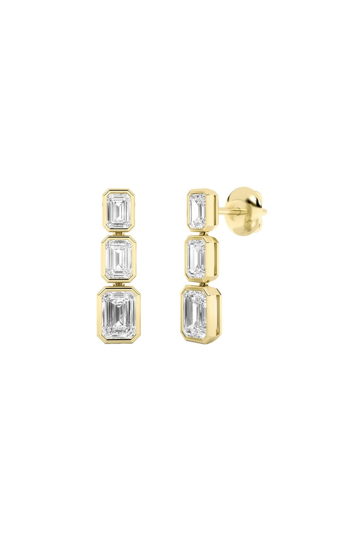 5Cttw Emerald Shaped Lab Grown Diamond Earrings in 14K Gold