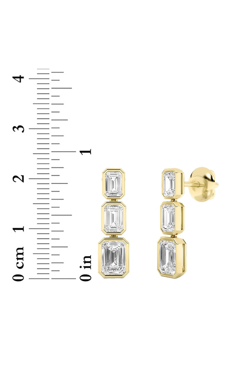5Cttw Emerald Shaped Lab Grown Diamond Earrings in 14K Gold