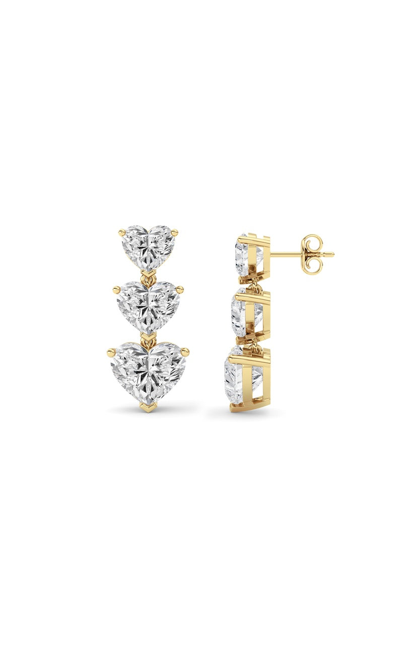 16Cttw Heart Shaped Lab Grown Diamond (F/VS ) Earrings in 14K Gold