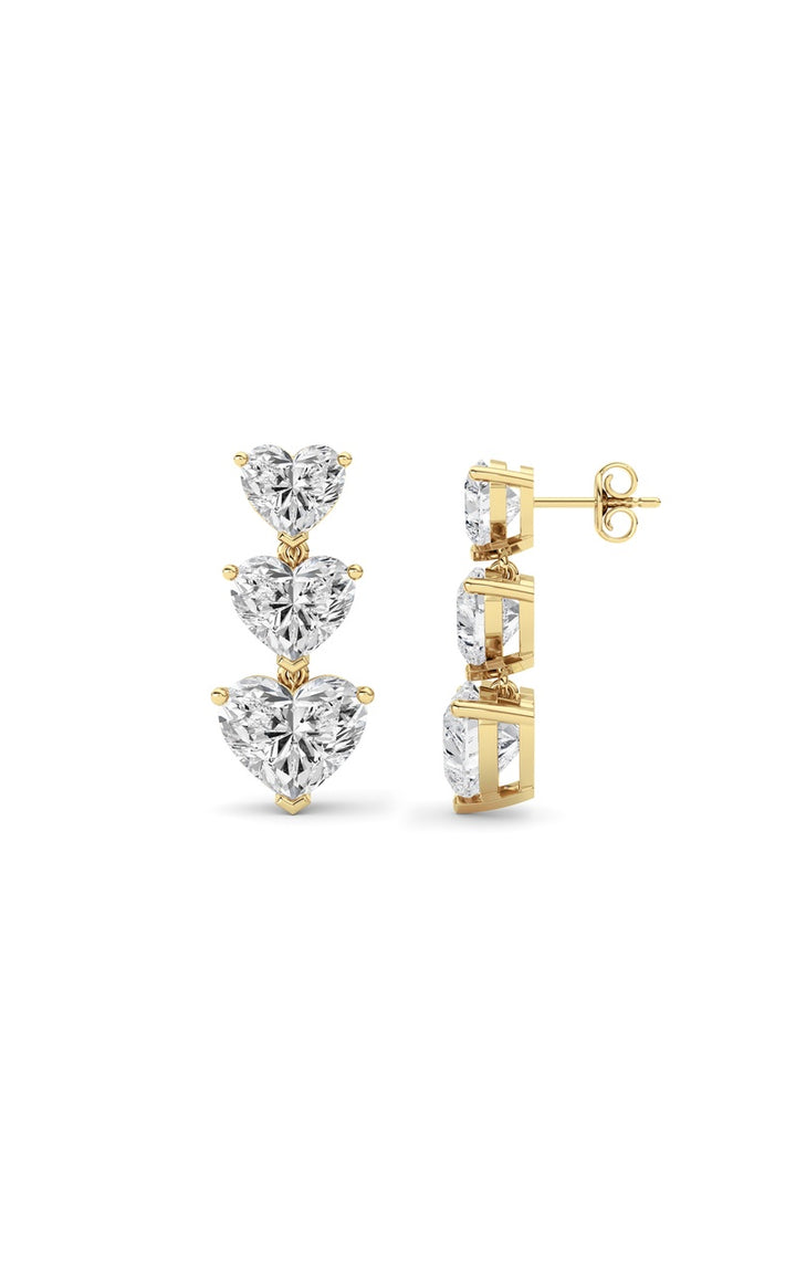 16Cttw Heart Shaped Lab Grown Diamond (F/VS ) Earrings in 14K Gold