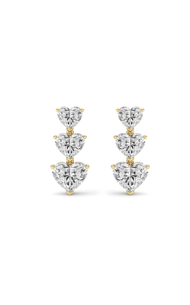 16Cttw Heart Shaped Lab Grown Diamond (F/VS ) Earrings in 14K Gold