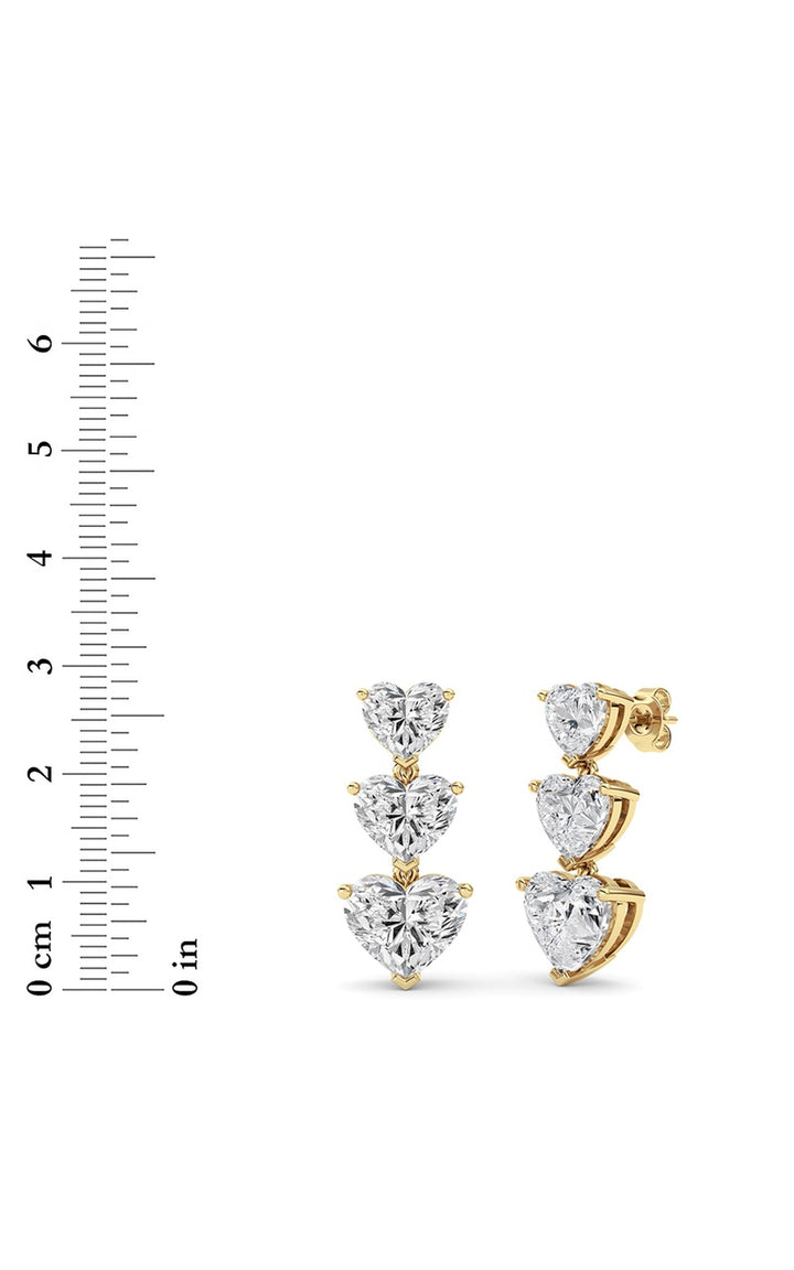 16Cttw Heart Shaped Lab Grown Diamond (F/VS ) Earrings in 14K Gold