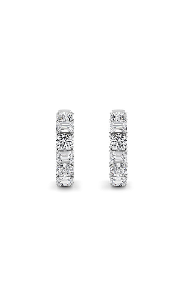 5Cttw Emerald Shaped Lab Grown Diamond (F/VS )Inside Out Hoop Earrings in 14K Gold