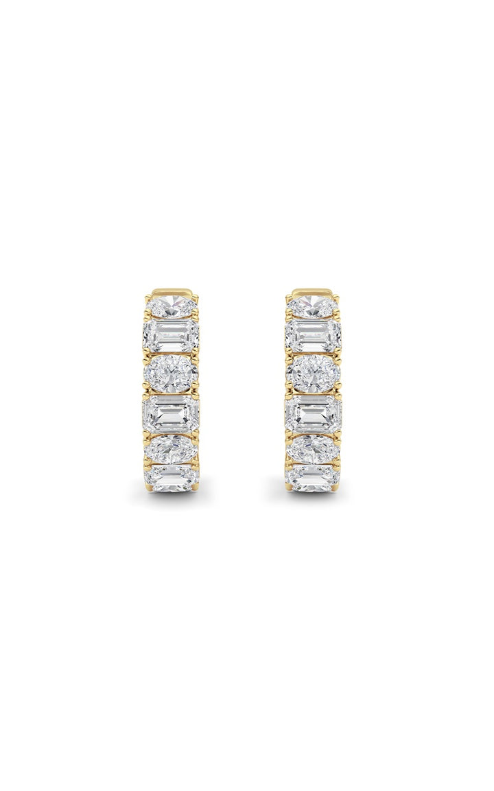 5Cttw Emerald Shaped Lab Grown Diamond (F/VS )Inside Out Hoop Earrings in 14K Gold